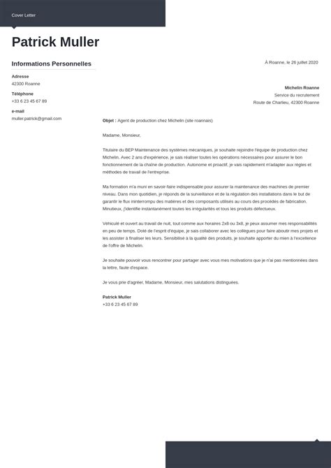 lettre de motivation en usine